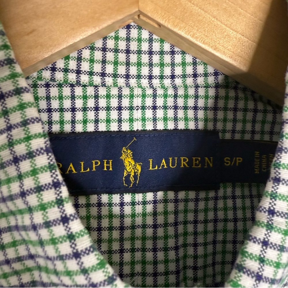 Ralph Lauren Green Navy White Check Button-Down Shirt - Picture 5 of 6
